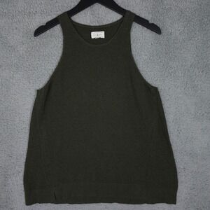 Lou & Grey Sweater Tank Top Womens Small Green Halter Sleeveless Cotton Knit